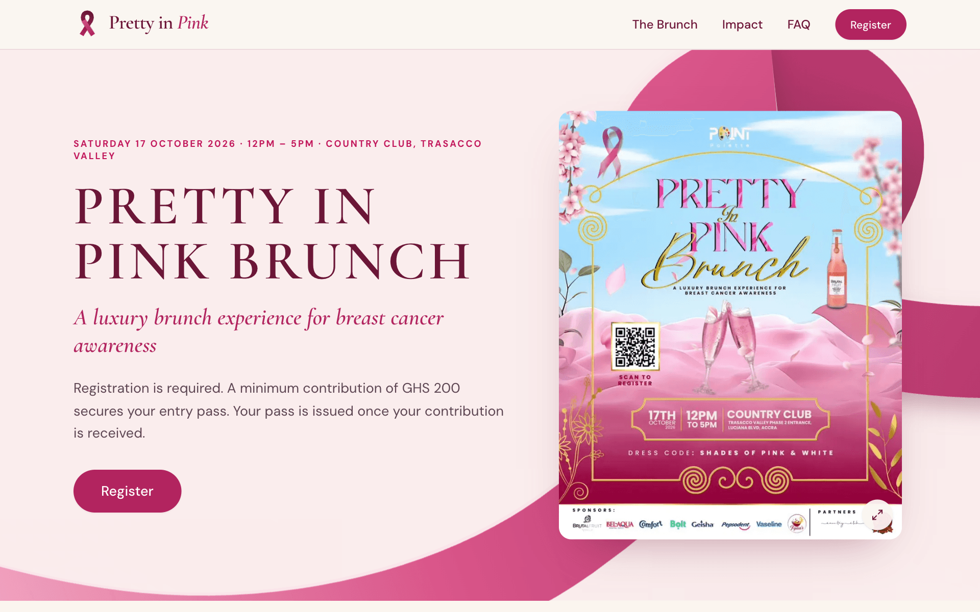 Home page: hero with the event flyer