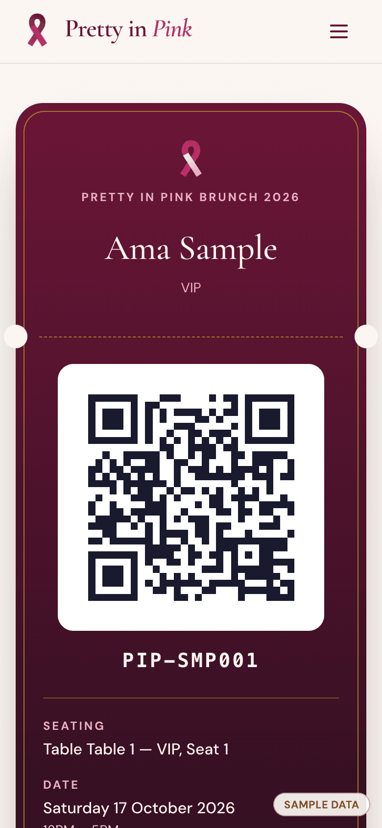 Digital QR pass (sample data)